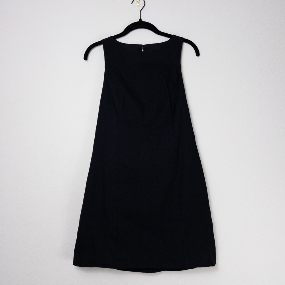 NWT Anthropologie Maeve Sleeveless Bow Back Mini Dress XSP Black Cutout Stretch - Picture 3 of 10